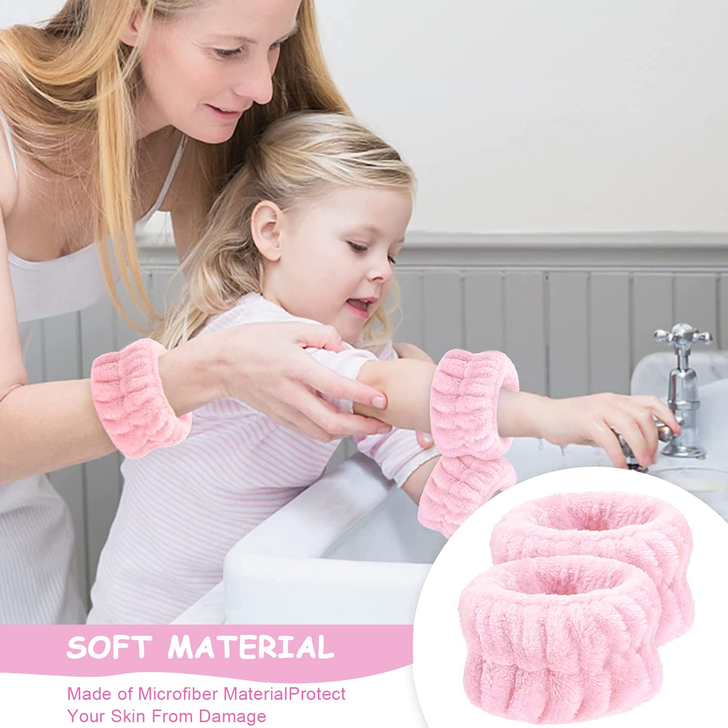 MAYCREATE 3Pcs Face Washing Headband Wristband Combo Kit, Microfiber Absorbent Hairband Wrist Wash Band Towel for Women Girls for Skincare Makeup Yoga Sport (Pink) MAYCREATE 3Pcs Face Washing Headband Wristband Combo Kit, Microfiber Absorbent Hairband Wrist Wash Band Towel for Women Girls for Skincare Makeup Yoga Sport (Pink)